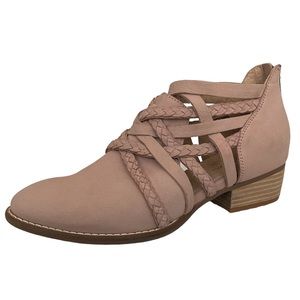 Anthropology NWOT Seychelles So Blue Woven Leather Strappy Ankle Booties Size 6